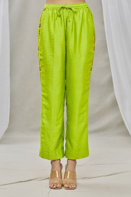 Shop Ankur J Green Cotton Silk Bead Work, Sequins Jacketround Printed Jacket And Pant Set Online at Aza Fashions Shop_Ankur J_Green Cotton Silk Bead Work, Sequins Jacketround Printed Jacket And Pant Set _Online_at_Aza_Fashions