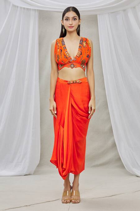 Buy Ankur J Red Bustier And Shrugcotton Silk Skirt Modal Satin Bead Asymmetric Shrug & Set Online at Aza Fashions Buy_Ankur J_Red Bustier And Shrugcotton Silk Skirt Modal Satin Bead Asymmetric Shrug & Set _Online_at_Aza_Fashions