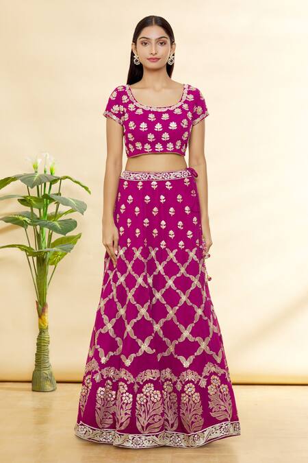 Buy Rohini Bedi Purple Silk, Georgette Applique And Hand Work Scoop Neck Embroidered Lehenga Set Online at Aza Fashions Buy_Rohini Bedi_Purple Silk, Georgette Applique And Hand Work Scoop Neck Embroidered Lehenga Set _Online_at_Aza_Fashions