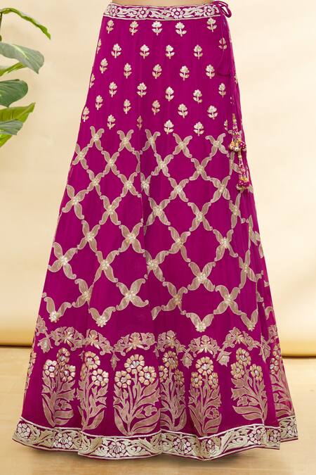 Shop Rohini Bedi Purple Silk, Georgette Applique And Hand Work Scoop Neck Embroidered Lehenga Set Online at Aza Fashions Shop_Rohini Bedi_Purple Silk, Georgette Applique And Hand Work Scoop Neck Embroidered Lehenga Set _Online_at_Aza_Fashions