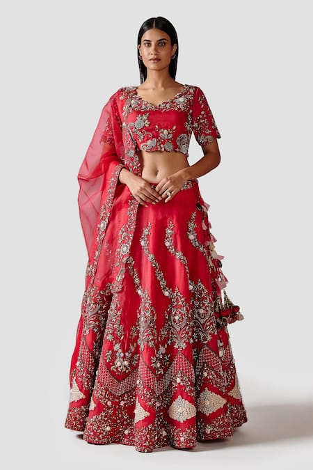 Swati Narula Zohreh Organza Embroidered Bridal Lehenga Set 