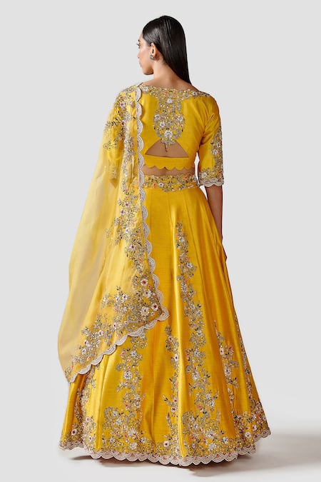Swati Narula Friya Floral Hand Embroidered Bridal Lehenga Set 