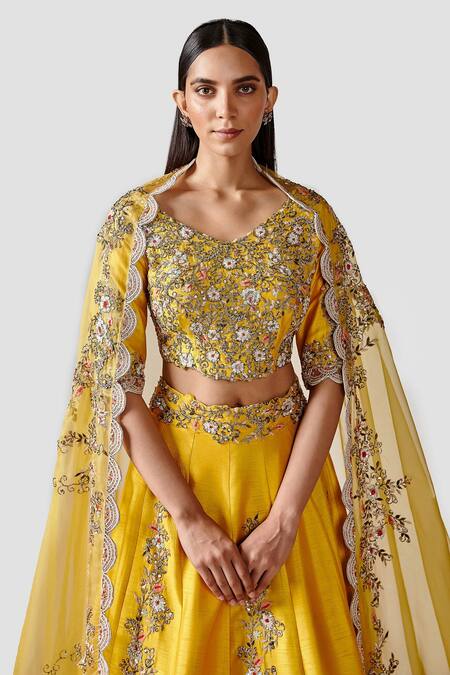 Buy Swati Narula Yellow Dupatta Organza, Lehenga And Blouse Friya Hand Embroidered Bridal Set Online at Aza Fashions Buy_Swati Narula_Yellow Dupatta Organza, Lehenga And Blouse Friya Hand Embroidered Bridal Set _Online_at_Aza_Fashions