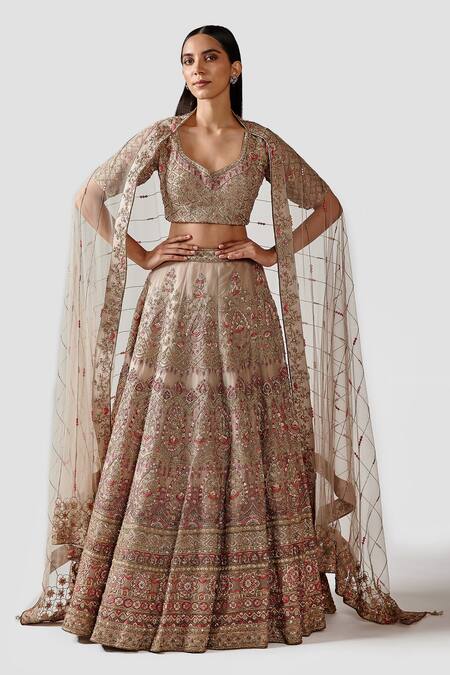 Swati Narula Gulzar Floral Hand Embroidered Bridal Lehenga Set 