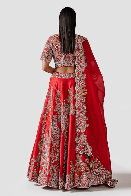 Swati Narula Kaameh Floral Embroidered Bridal Lehenga Set 