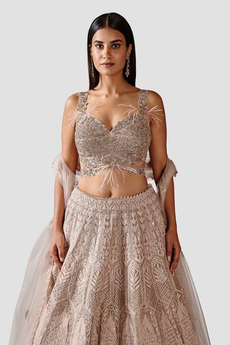 Buy Swati Narula Beige Organza Birds, Elephant And Mahnaz Hand Embroidered Bridal Lehenga Set Online at Aza Fashions Buy_Swati Narula_Beige Organza Birds, Elephant And Mahnaz Hand Embroidered Bridal Lehenga Set _Online_at_Aza_Fashions