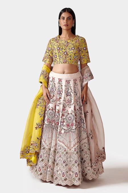 Swati Narula Iman Floral Hand Embroidered Bridal Lehenga Set 