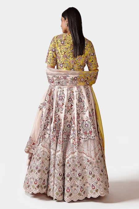 Swati Narula Iman Floral Hand Embroidered Bridal Lehenga Set 