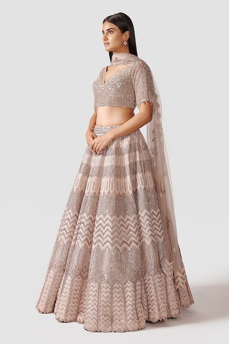 Swati Narula Pink Dupatta Net, Lehenga And Blouse Organza Leather Mahsa Bridal Set Online at Aza Fashions Swati Narula_Pink Dupatta Net, Lehenga And Blouse Organza Leather Mahsa Bridal Set _Online_at_Aza_Fashions