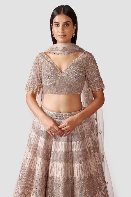 Buy Swati Narula Pink Dupatta Net, Lehenga And Blouse Organza Leather Mahsa Bridal Set Online at Aza Fashions Buy_Swati Narula_Pink Dupatta Net, Lehenga And Blouse Organza Leather Mahsa Bridal Set _Online_at_Aza_Fashions