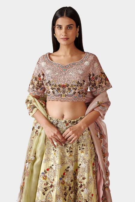 Buy Swati Narula Green Dupatta Net, Lehenga And Blouse Raw Silk Gulnar Embroidered Bridal Set Online at Aza Fashions Buy_Swati Narula_Green Dupatta Net, Lehenga And Blouse Raw Silk Gulnar Embroidered Bridal Set _Online_at_Aza_Fashions