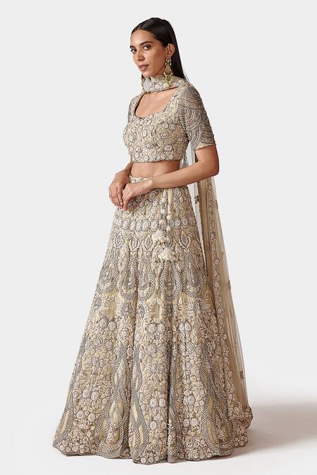 Swati Narula Ivory Net, Lining Raw Silk Faeezah Hand Embroidered Bridal Lehenga Set Online at Aza Fashions Swati Narula_Ivory Net, Lining Raw Silk Faeezah Hand Embroidered Bridal Lehenga Set _Online_at_Aza_Fashions
