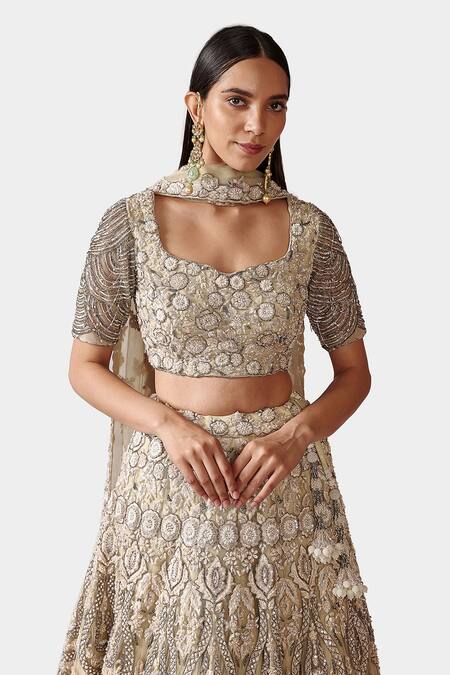 Buy Swati Narula Ivory Net, Lining Raw Silk Faeezah Hand Embroidered Bridal Lehenga Set Online at Aza Fashions Buy_Swati Narula_Ivory Net, Lining Raw Silk Faeezah Hand Embroidered Bridal Lehenga Set _Online_at_Aza_Fashions