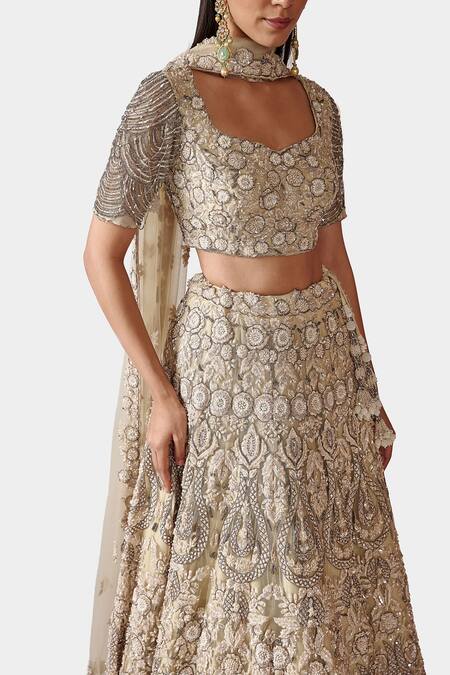 Shop Swati Narula Ivory Net, Lining Raw Silk Faeezah Hand Embroidered Bridal Lehenga Set Online at Aza Fashions Shop_Swati Narula_Ivory Net, Lining Raw Silk Faeezah Hand Embroidered Bridal Lehenga Set _Online_at_Aza_Fashions