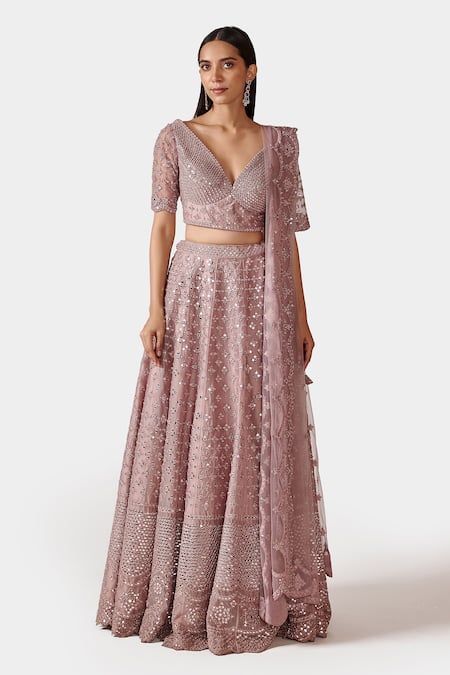 Swati Narula Purple Dupatta Net, Lehenga And Blouse Organza Aasia Embroidered Bridal Set