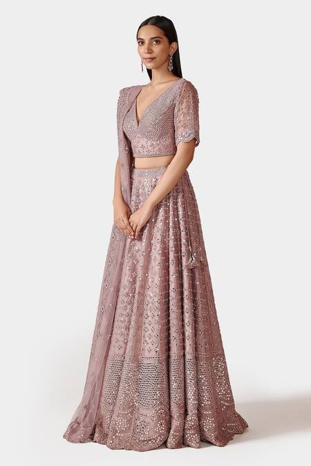 Swati Narula Purple Dupatta Net, Lehenga And Blouse Organza Aasia Embroidered Bridal Set Online at Aza Fashions Swati Narula_Purple Dupatta Net, Lehenga And Blouse Organza Aasia Embroidered Bridal Set _Online_at_Aza_Fashions