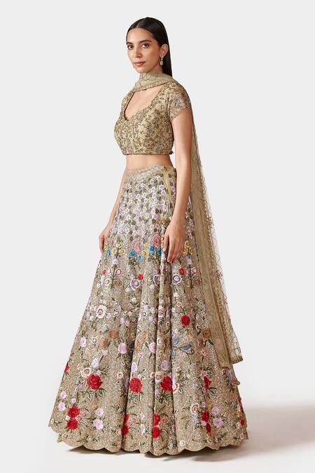 Swati Narula Green Organza And Net Sequin, Zardozi & Siddra Embroidered Bridal Lehenga Set Online at Aza Fashions Swati Narula_Green Organza And Net Sequin, Zardozi & Siddra Embroidered Bridal Lehenga Set _Online_at_Aza_Fashions