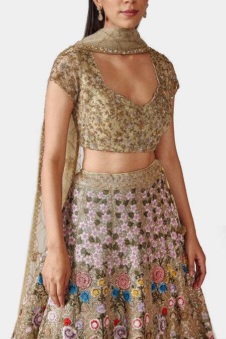 Shop Swati Narula Green Organza And Net Sequin, Zardozi & Siddra Embroidered Bridal Lehenga Set Online at Aza Fashions Shop_Swati Narula_Green Organza And Net Sequin, Zardozi & Siddra Embroidered Bridal Lehenga Set _Online_at_Aza_Fashions