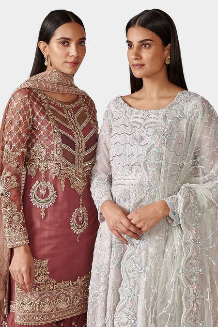 Buy Swati Narula Ivory Organza And Dupion Dabka, Pitta & Zardozi Work Boat Sameeah Anarkali Set Online at Aza Fashions Buy_Swati Narula_Ivory Organza And Dupion Dabka, Pitta & Zardozi Work Boat Sameeah Anarkali Set _Online_at_Aza_Fashions