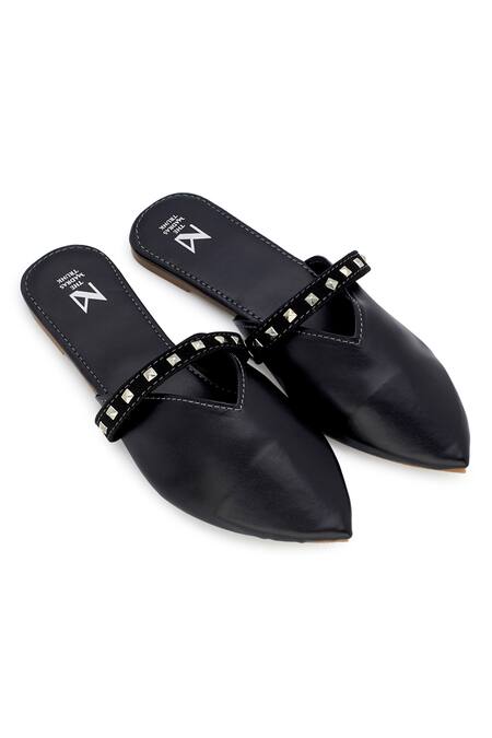 The Madras Trunk Black Strappy Mules