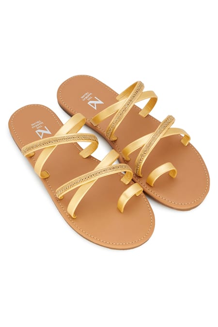 HAOTAGS Women's Flat Toe Ring Slides Sandals Slide Sandals Toe Ring Casual  Summer Shoes Gold Size 7 - Walmart.com