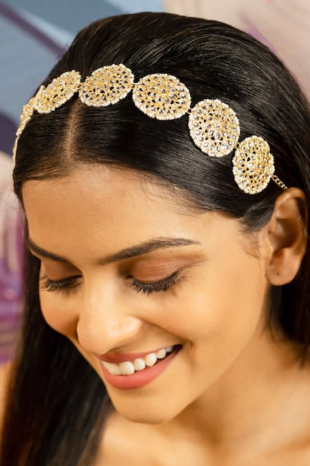 Hair Drama Co - Gold Embellished Floral Kundan Head Chain