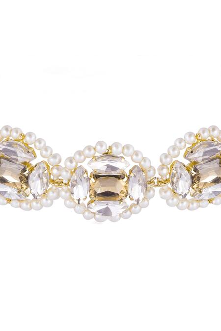 Hair Drama CO_Gold Embellished Head Chain_at_Aza_Fashions