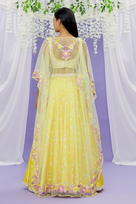 Sonal & Ekta Embroidered Cape Lehenga Set 