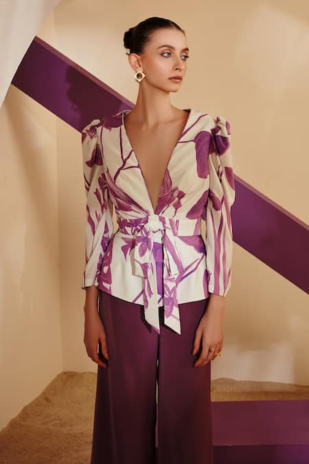 Buy Zosia White Pant Heavy , Top Floral Printed Peplum And Set Online at Aza Fashions Buy_Zosia_White Pant Heavy , Top Floral Printed Peplum And Set _Online_at_Aza_Fashions