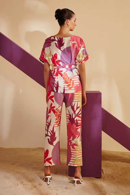 Shop Zosia White Luxury Crepe Floral Motifs Straight Botanical Print Top And Pant Set at Aza Fashions Shop_Zosia_White Luxury Crepe Floral Motifs Straight Botanical Print Top And Pant Set_at_Aza_Fashions