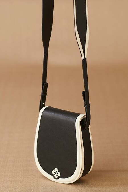 Ampm_Black Cut Work Izna Sling Bag_Online_at_Aza_Fashions