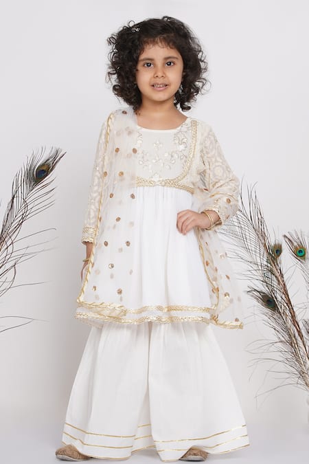 Little Bansi Embroidered Kurta Sharara Set 