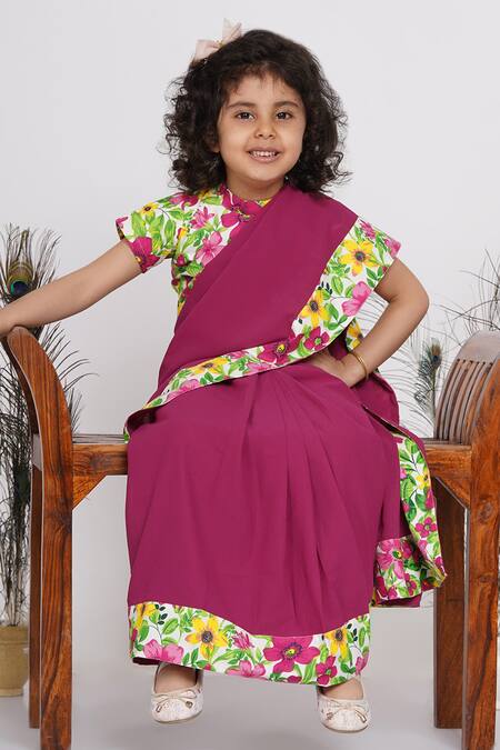 HIBA CREATIONS Satin Ruffle Saree with stitched Sequin Blouse For Kids and Baby  Girl 1-2 Years : Amazon.in: Fashion