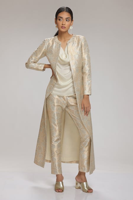 Floral Banarse Brocade Coat Pant Set for Girls Women Silk Wedding Jacket  for Girls Custom Made Coat Pant Set - Etsy