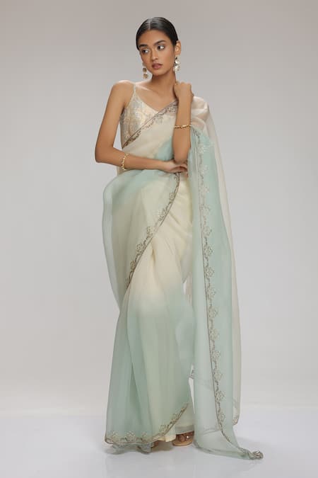 Chhaya Mehrotra Ombre Saree With Brocade Blouse 