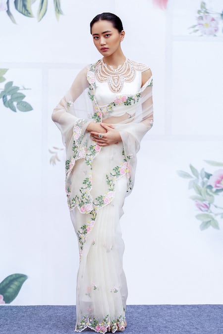 Archana Rao Pearl Scallop Embroidered Blouse 