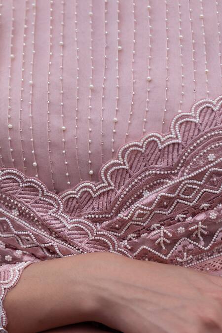 Buy Archana Rao Pink Silk Organza Embroidered Floral Jasmine Saree Online at Aza Fashions Buy_Archana Rao_Pink Silk Organza Embroidered Floral Jasmine Saree _Online_at_Aza_Fashions