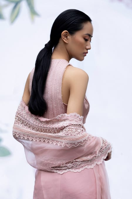 Archana Rao Pleated Pearl Drop Blouse 