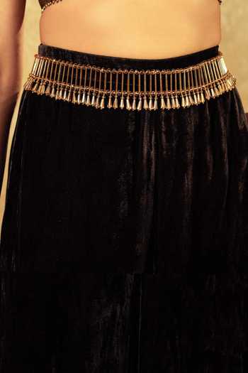 Shop Tarun Tahiliani Gold Cut Work, Crystals Cutdana Embellished Belt at Aza Fashions Shop_Tarun Tahiliani_Gold Cut Work, Crystals Cutdana Embellished Belt_at_Aza_Fashions