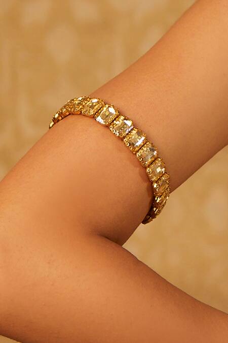 Shop Tarun Tahiliani Gold Plated Stone Crystal Embellished Bajubandh at Aza Fashions Shop_Tarun Tahiliani_Gold Plated Stone Crystal Embellished Bajubandh_at_Aza_Fashions