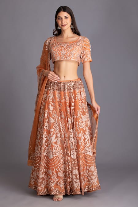 House of Tushaom Embroidered Bridal Lehenga Set 