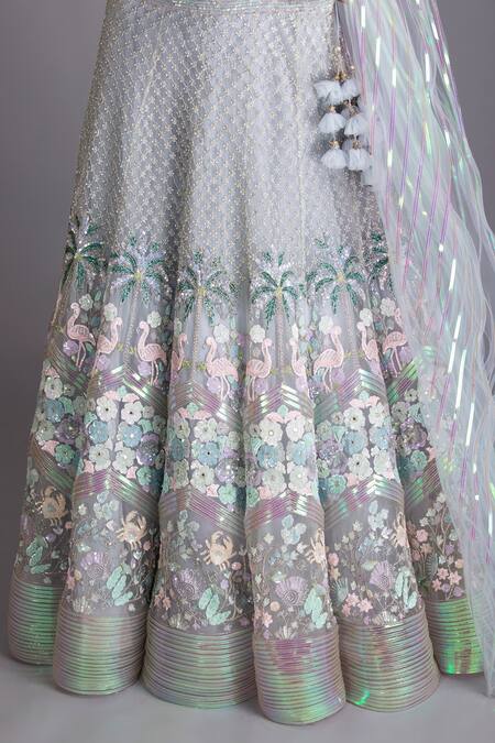 Shop House Of Tushaom Blue Tulle Sequin And Cutdana Leaf Neck Embroidered Lehenga Set Online at Aza Fashions Shop_House Of Tushaom_Blue Tulle Sequin And Cutdana Leaf Neck Embroidered Lehenga Set _Online_at_Aza_Fashions