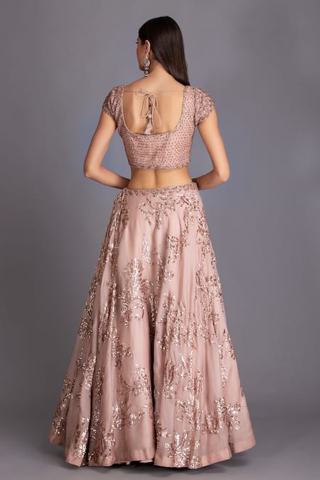 Shop House Of Tushaom Pink Silk And Sequin & Swarovski Embroidered Bridal Lehenga Set at Aza Fashions Shop_House Of Tushaom_Pink Silk And Sequin & Swarovski Embroidered Bridal Lehenga Set _at_Aza_Fashions