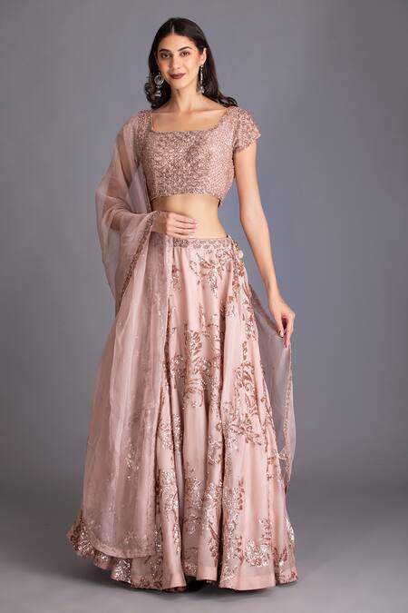 Buy House Of Tushaom Pink Silk And Sequin & Swarovski Embroidered Bridal Lehenga Set Online at Aza Fashions Buy_House Of Tushaom_Pink Silk And Sequin & Swarovski Embroidered Bridal Lehenga Set _Online_at_Aza_Fashions