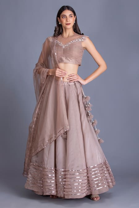 House of Tushaom Sequin Embroidered Lehenga Set 
