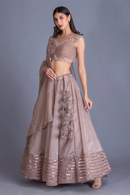 House Of Tushaom Gold Silk Organza Beads And Cutdana, Sequin Round Embroidered Lehenga Set Online at Aza Fashions House Of Tushaom_Gold Silk Organza Beads And Cutdana, Sequin Round Embroidered Lehenga Set _Online_at_Aza_Fashions