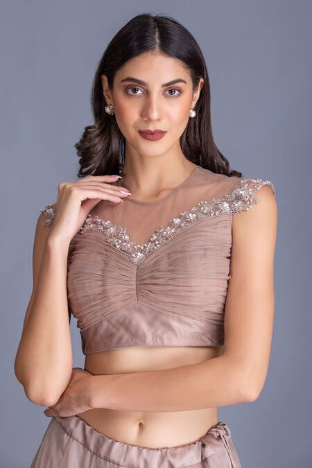 House Of Tushaom Gold Silk Organza Beads And Cutdana, Sequin Round Embroidered Lehenga Set at Aza Fashions House Of Tushaom_Gold Silk Organza Beads And Cutdana, Sequin Round Embroidered Lehenga Set _at_Aza_Fashions