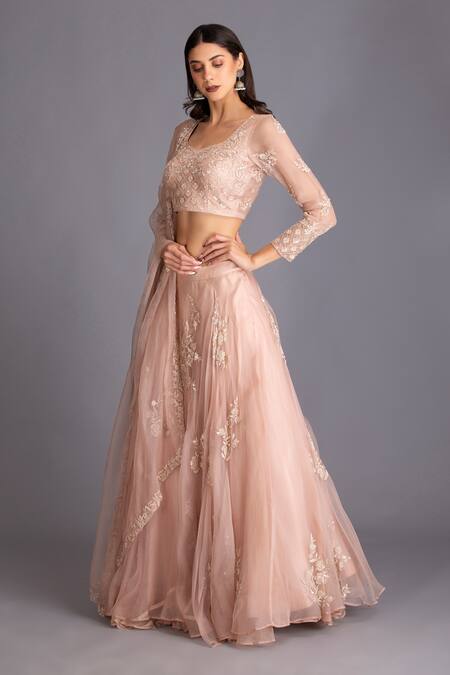 Buy House Of Tushaom Pink Silk Organza Cutdana, Sequin And Thread Placement Embroidered Lehenga Set Online at Aza Fashions Buy_House Of Tushaom_Pink Silk Organza Cutdana, Sequin And Thread Placement Embroidered Lehenga Set _Online_at_Aza_Fashions