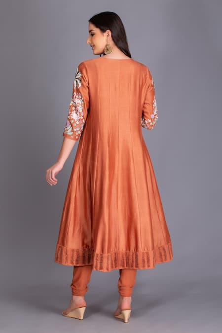 Shop House Of Tushaom Orange Chanderi And Organza Embroidery Sequin & Anarkali Set at Aza Fashions Shop_House Of Tushaom_Orange Chanderi And Organza Embroidery Sequin & Anarkali Set _at_Aza_Fashions