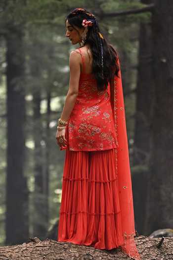 Paulmi And Harsh Floral Print Kurta Sharara Set 